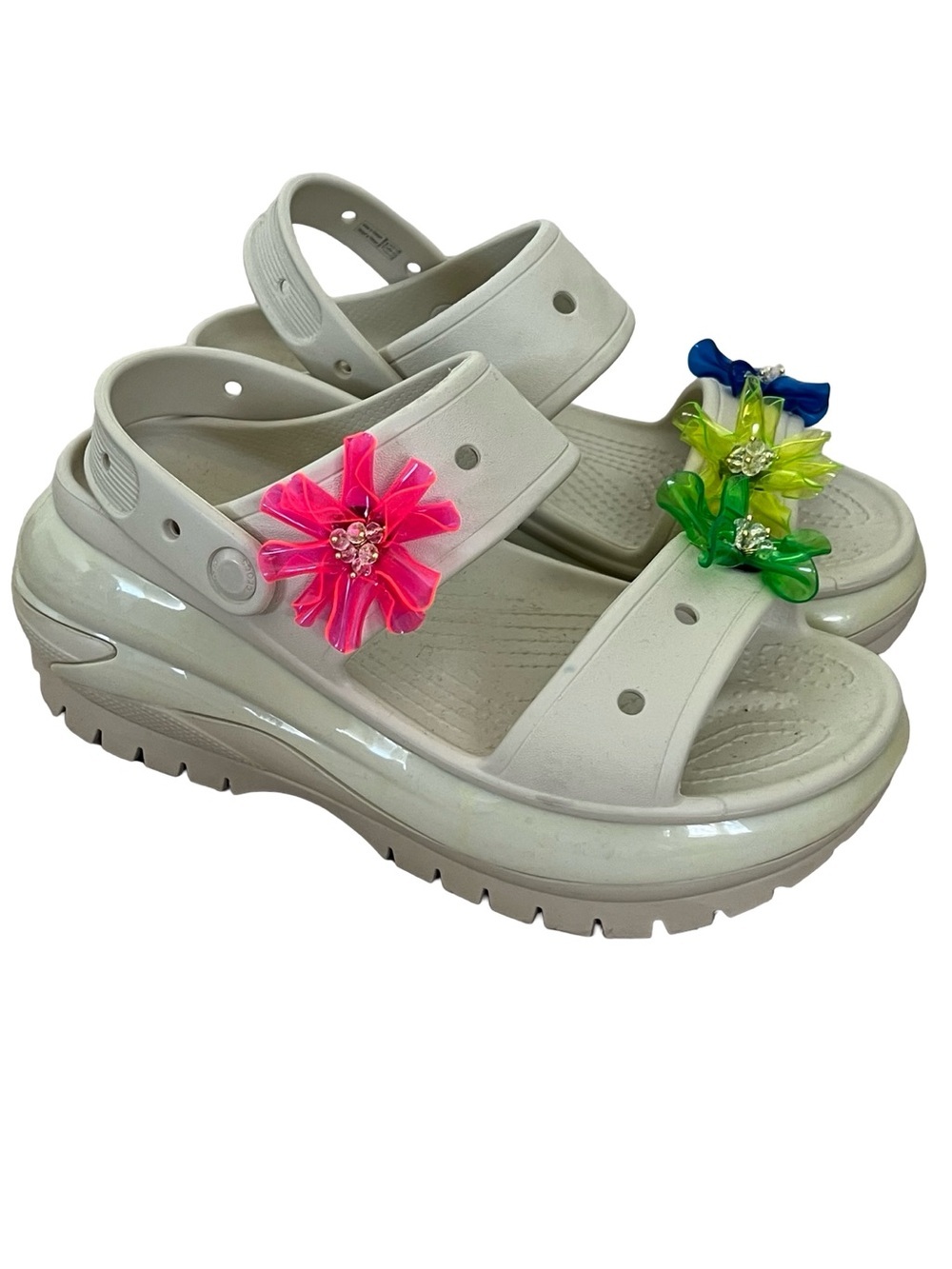 Crocs Beige Classic Mega Crush Sandal in Bone Womens 9